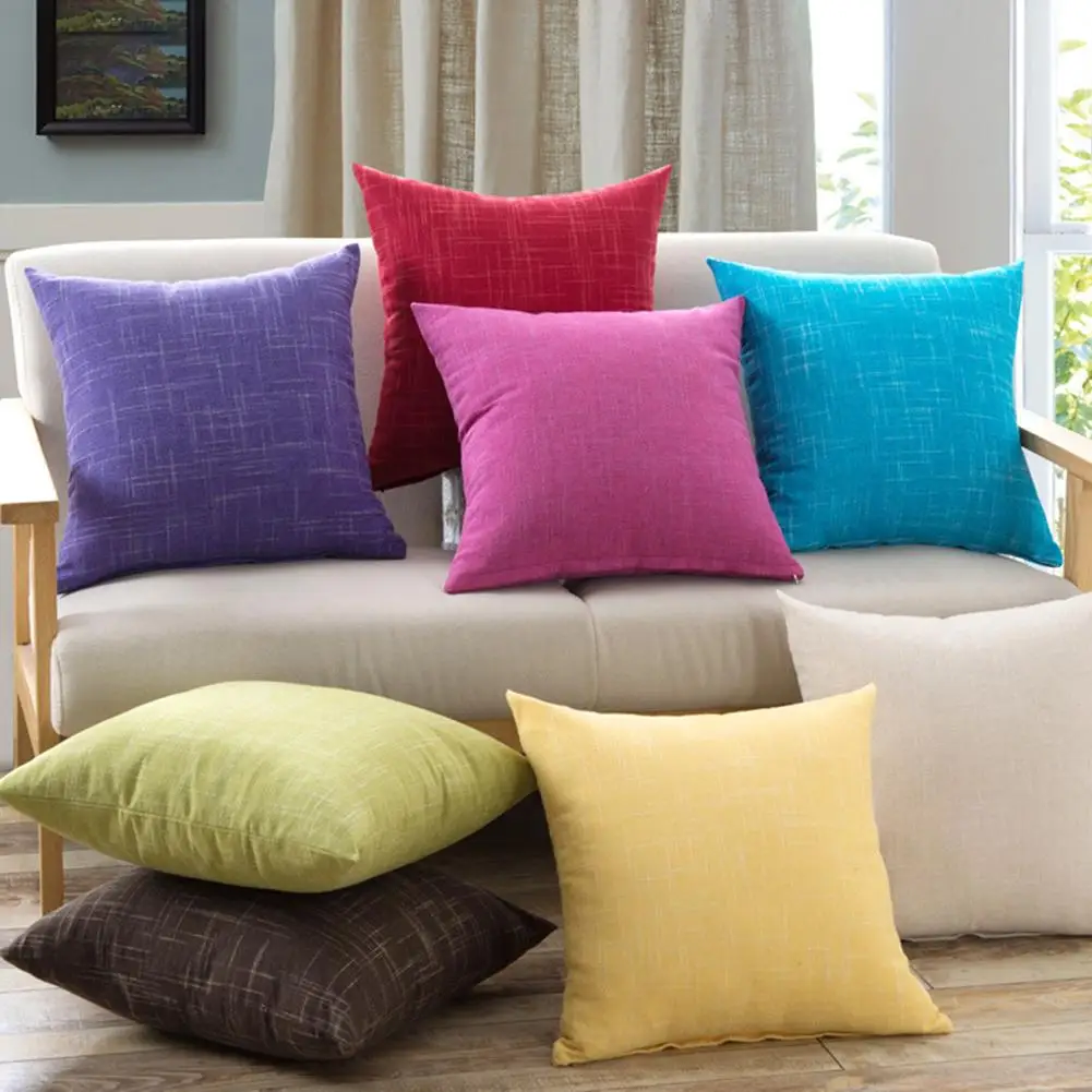 

Fresh Color Linen Throw Pillow Case Cover Sofa Bed Car Cafe Decoration