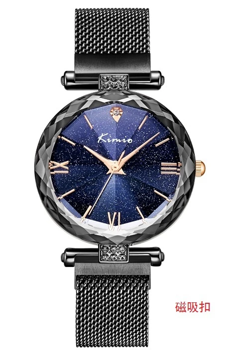 Black Blue Kimio, Роскошные Кварцевые наручные часы, модные женские часы K6363M, Стильный чехол, браслет, ремешок, relogio feminino, розовое золото, Reloj Mujer - Цвет: Black Blue