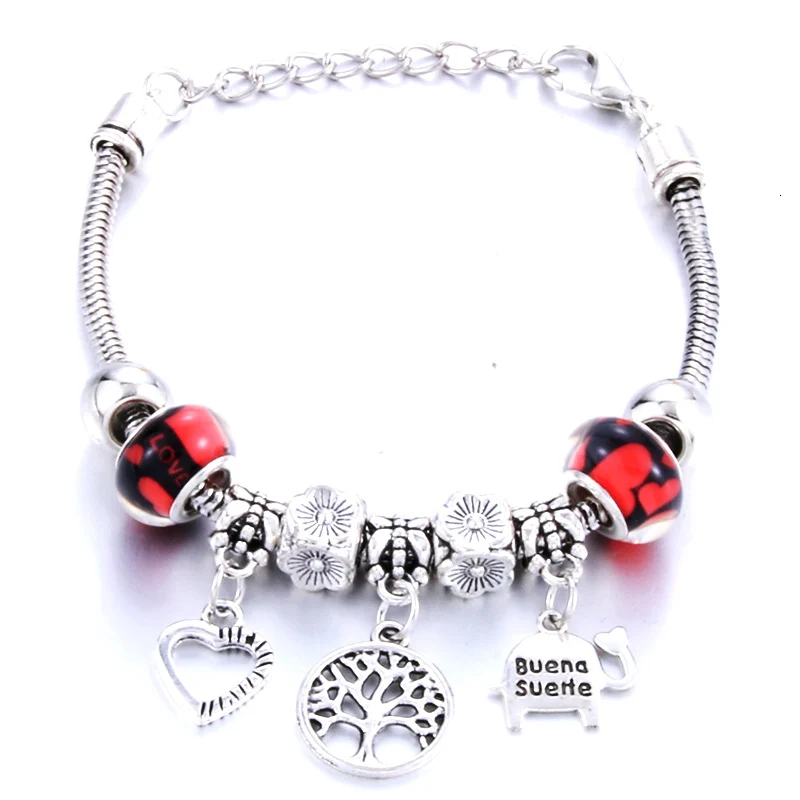Античные оригинальные браслеты с подвесками в форме сердца buena suehe для женщин, брендовые браслеты и браслеты из стеклянных бусин, ювелирные изделия DIY, подарки