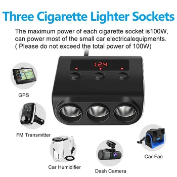 12v/24v車ライタースプリッタ3ソケット4 usbポート急速充電器に/オフスイッチreplacebale 10Aヒューズ車のライター