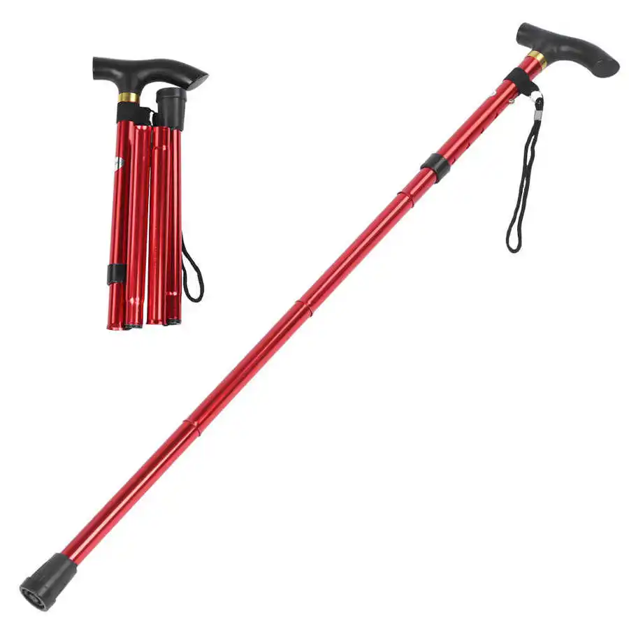 Foldable Walking Sticks Aluminum Alloy Trekking Poles Outdoor Anti-Slip Hiking Pole Folding Stick Accessories | - Цена: 