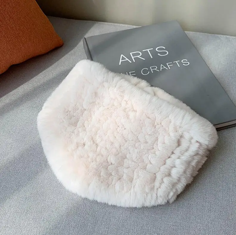 soft beige YCFUR Повседневный женский шарф Зимний теплый мягкий вязаный мех кролика Рекс шарфы обертывания дамские шеи теплые Кольца шарф женский - Цвет: soft beige