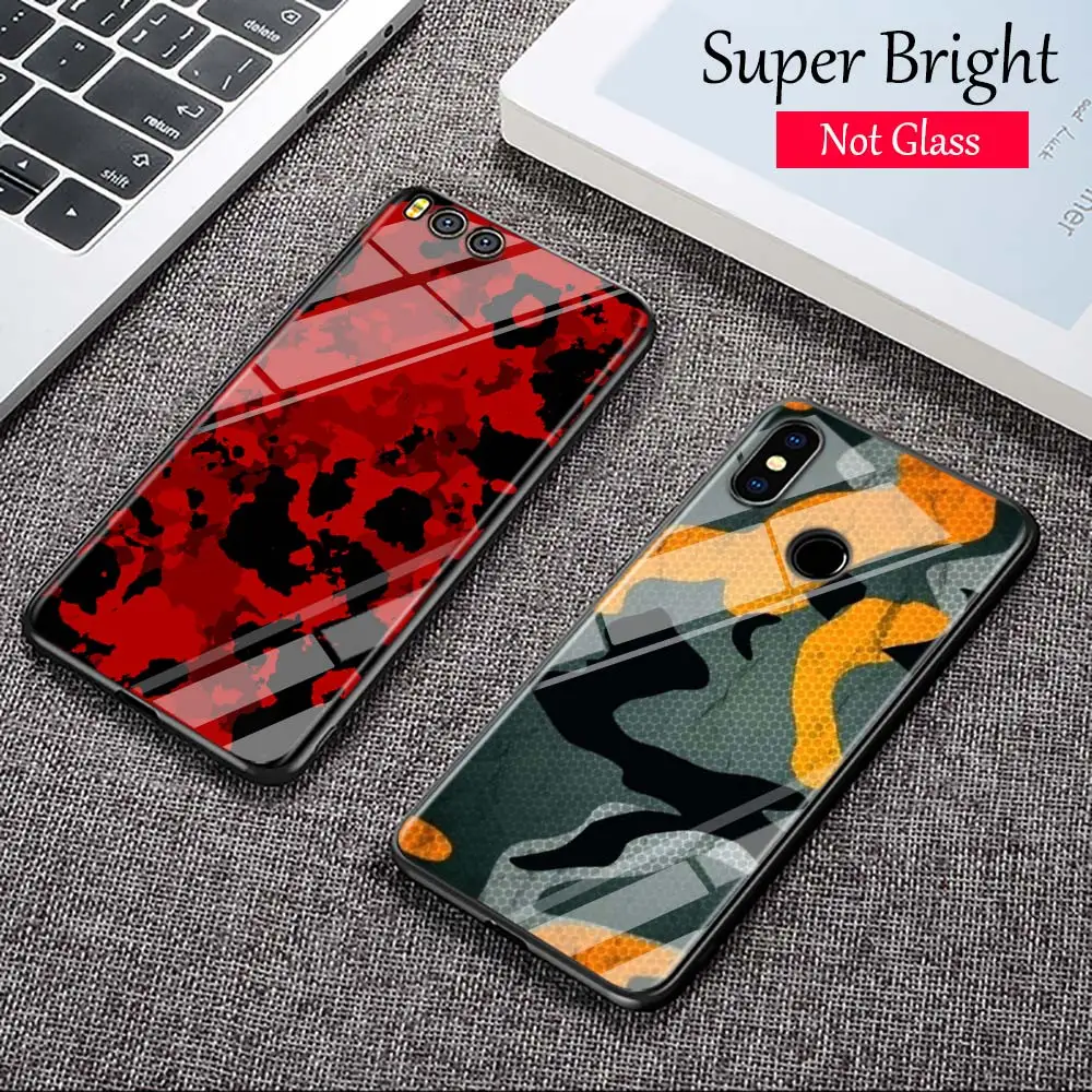 Черный цветной камуфляжный чехол для Xiaomi Mi A1 A2 5X 6X 6 8 9 9SE CC9 F1 9T 9TPro Play суперяркий