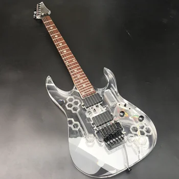 

High quality electric guitar, acrylic, crystal guitar, rose wood fingerboard, LED lamp inlay, free shipping