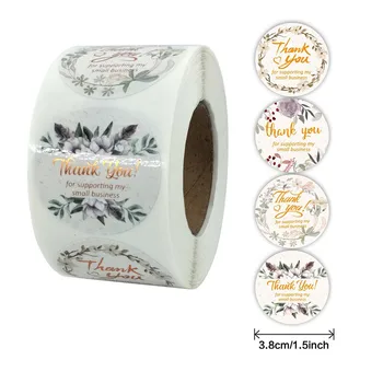 

1.5Inch Flowers Thank You for My Small Business Stickers Seal Labels for Shopping Packaging Envelope Supplies Stationery Sticker