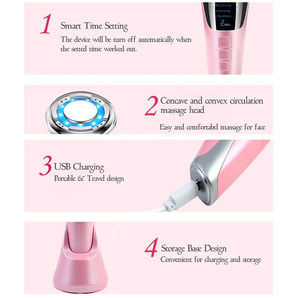  EMS LED Light Beauty Instrument Ultrasonic Facial Skin Lifting Face Cleansing Massage Acne Clearanc - 4000450031867