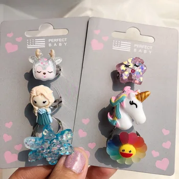 

INS Girl's Cute Cartoon Ring Kids Unicorn Aisha Mermaid Ring Set of 3