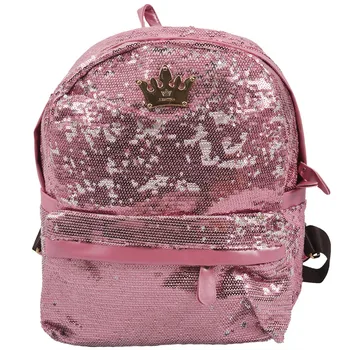 

Women's Crown Canvas Backpacks Girl Lady Student School Travel Bag Women Bag Paillette Bling Bag Pink
