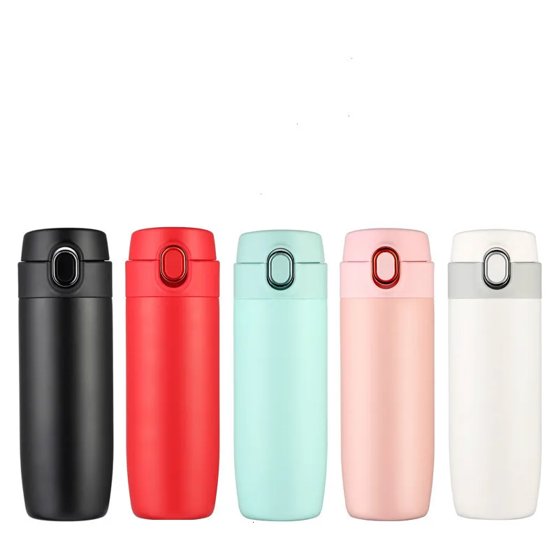 Novel Stainless Steel Vacuum Thermos Pure Color Vacuum Flasks 24H Keep Cold Hot Easy To Carry Outdoors Cold Water Cups Teacup