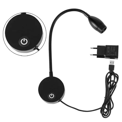 Dimmable Flexible 3w Aluminum Led Wall Light Fixture indoor Hotel Living Room Bedroom Bedside Wall Lamps for Readin - Цвет абажура: Black Dim-Base