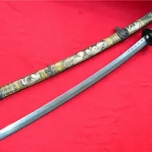 Японский самурайский меч катана ручной работы знак Дамасская сталь лезвие латунь оболочка W/Русалка