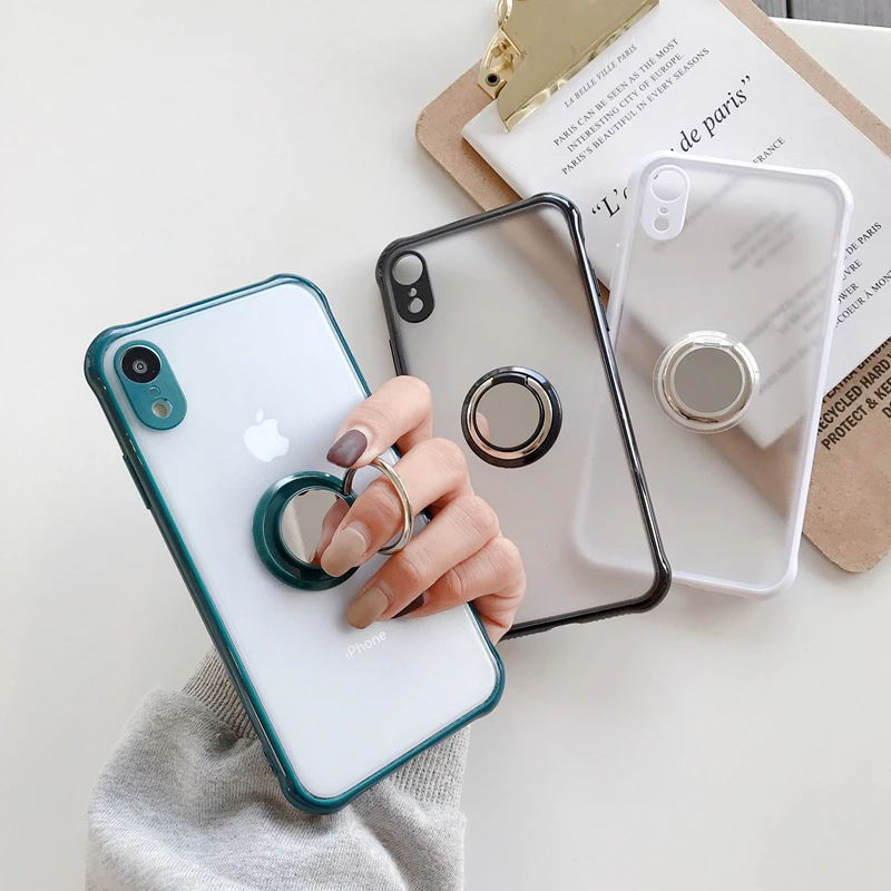 Metal Ring Shockproof Case For iPhone 12 Pro 13 mini 11 Pro Max Matte Simple Case For iphone X XS Max XR 7 8 Plus Colorful Cover iphone 11 Pro Max  silicone case