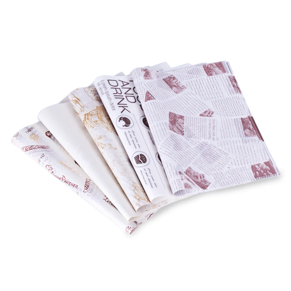 100 Pcs/set Creative Gold love Sandwich Wrapping Paper Grease-proof Baking Wax Paper For Bakery Hamburger Soap Candy