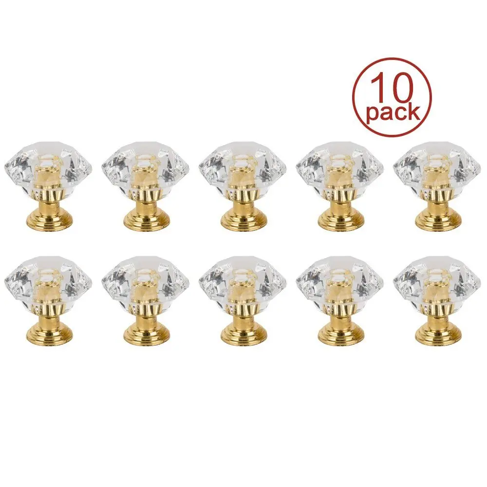 10Pcs Acrylic Crystal Knobs Cupboard Drawer Pull Handle Door Knob Diamond Shape Cabinet Knob Home Furniture Accessory furniture handles kitchen door handles ball lever knob