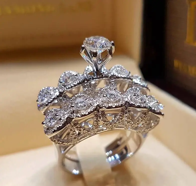2020 Accessories New Rings Zirconia Stones Crystals Silver Color Ladies Stackable Engagement Ring Jewelry | Украшения и