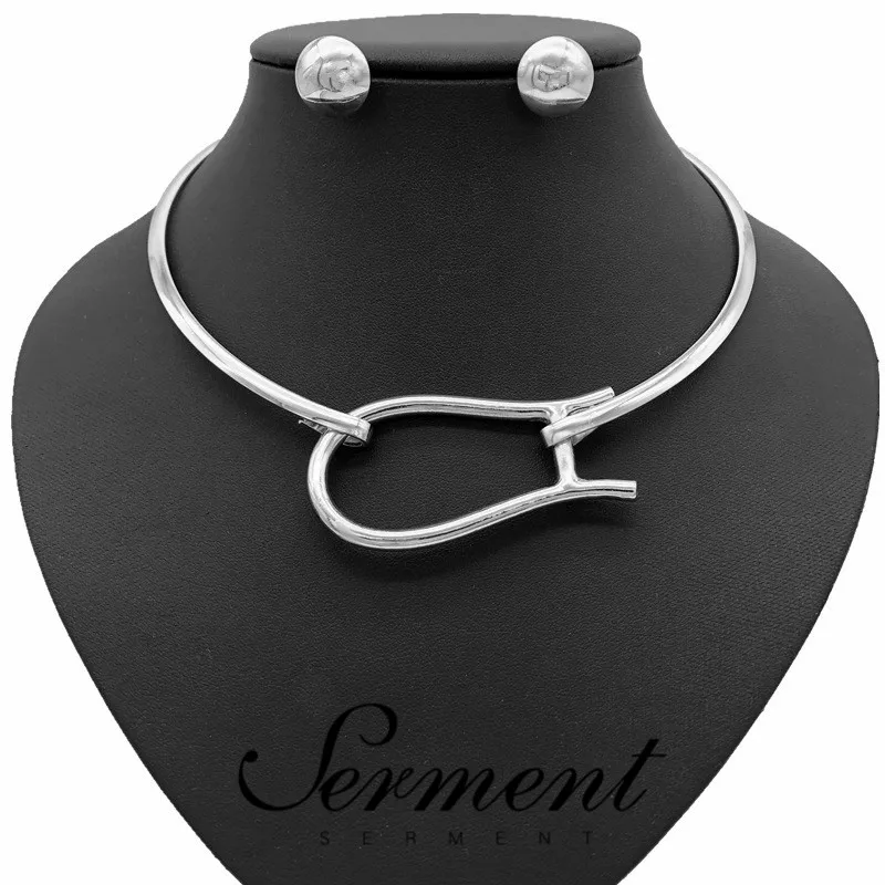 

SERMENT European Simple Geometric Collar Necklace Personality Exaggerated Punk Metal Necklace Lady Fashion Jewelry Necklace