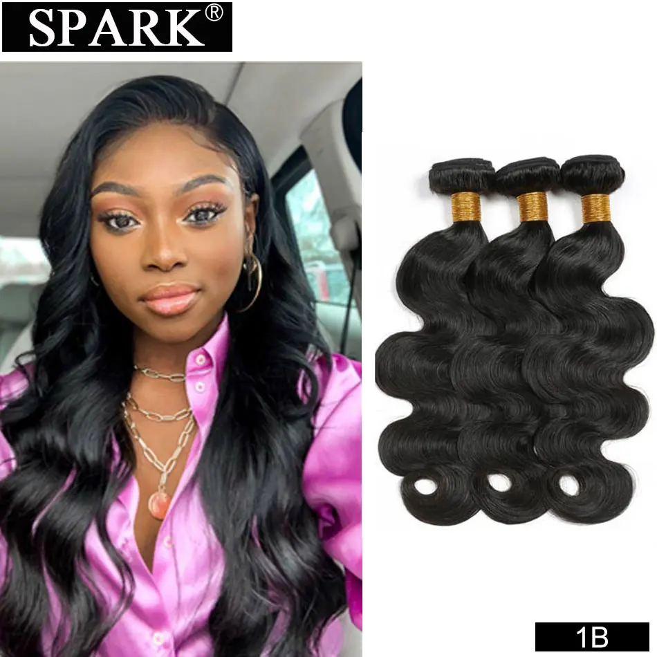 100%Human-Hair Weave Bundles Indian Body-Wave Ombre 1/3/4-bundles Medium Spark Ratio