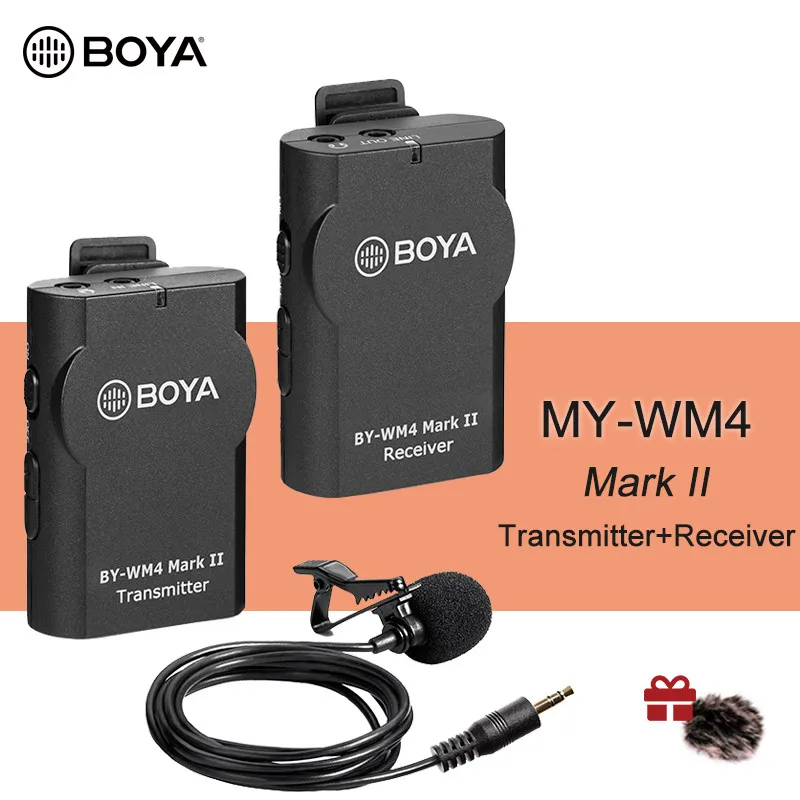 BY-WM4 Mark II BOYA BY-WM4 Mark II BY-WM8 Pro UHF Wireless Microphone System Omni-directional Lavalier Microphone for DV DSLR Camera Smartphone - Цвет: BY-WM4 Mark II