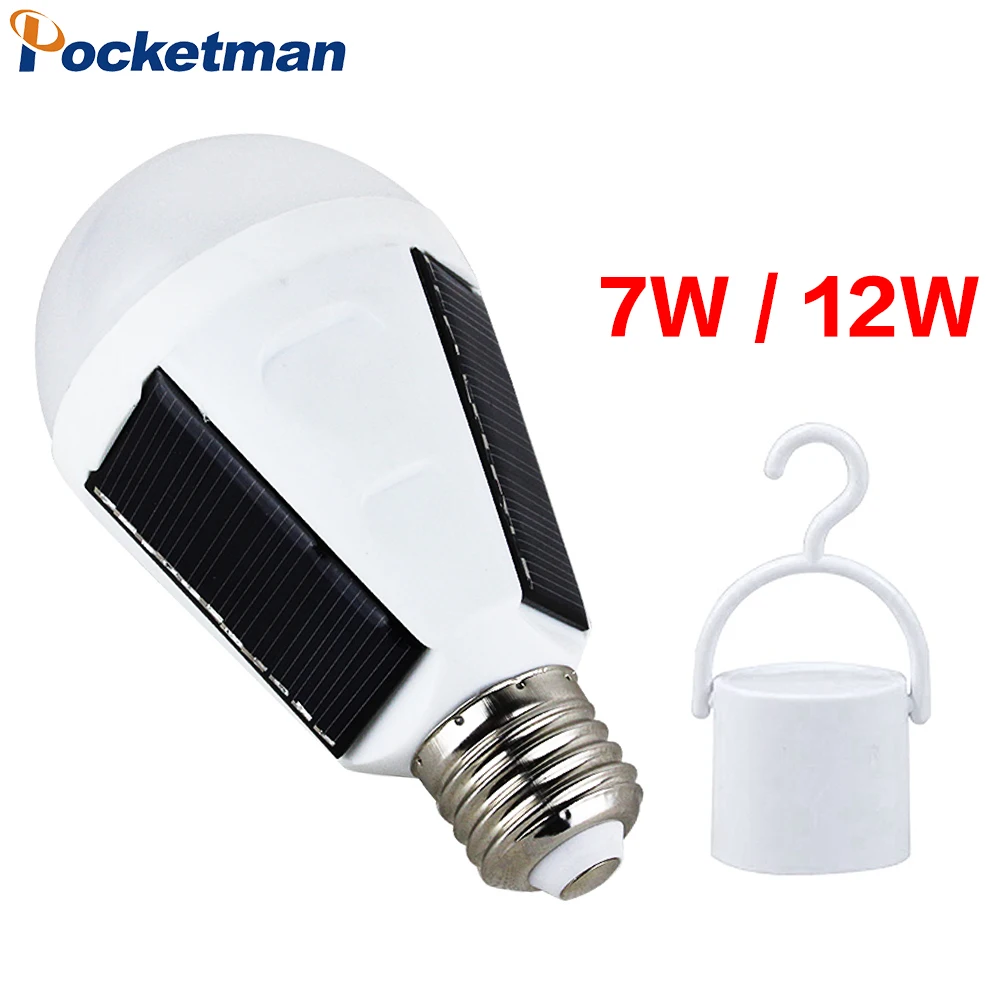 

E27 Rechargeable 7W 12W LED Solar Power Light Solar Lamp Luminaria Solar Energy Panel Outdoor Sunlight Garden Camping Tent