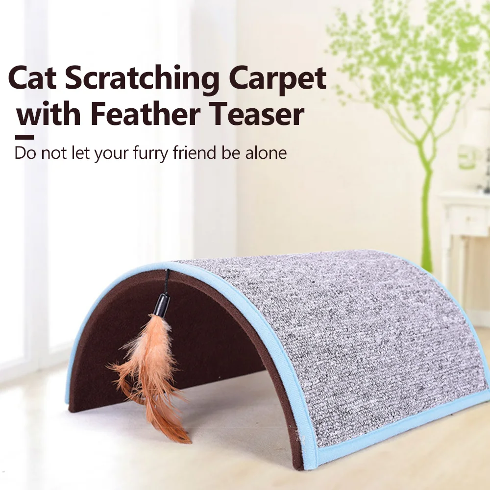 Кошка Скребок ковер игрушка-Когтеточка для кошек Игрушка с перо, манок для игры котов
