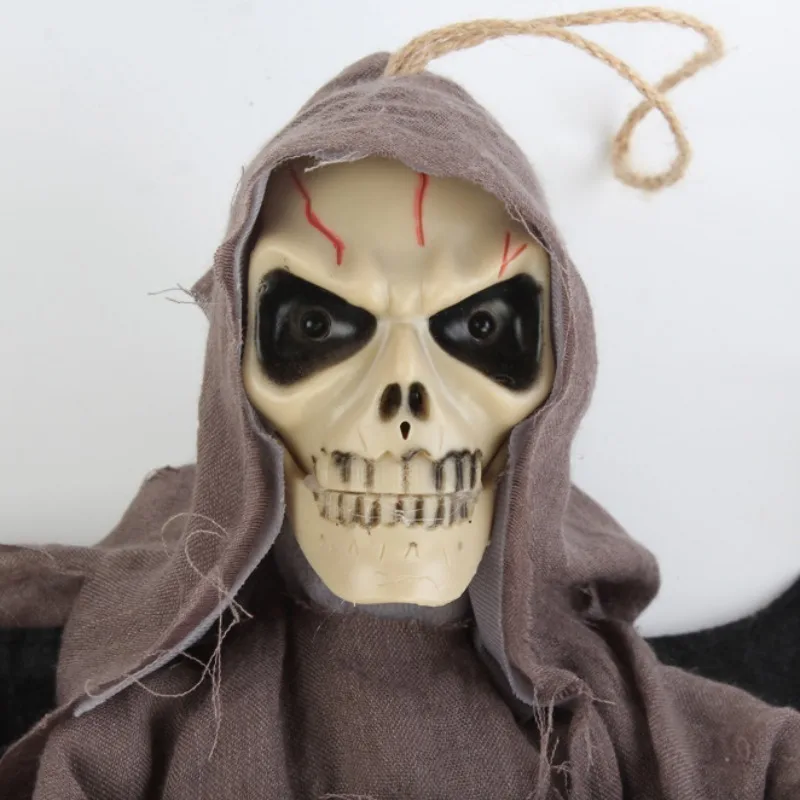 

Halloween Large Hanging Decoration Scary Skeleton Ghost Sound Control Electric Bat For Bar Ornament Props