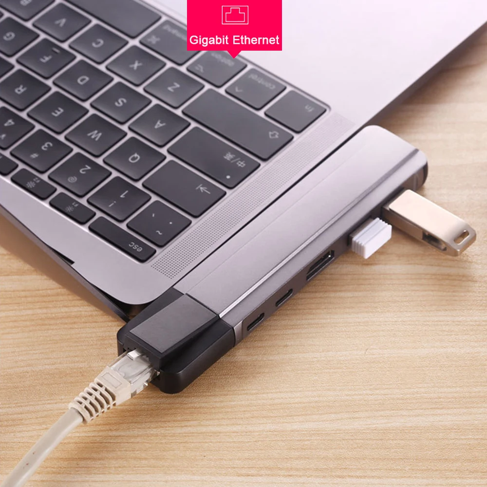 USB C концентратор к HDMI Rj45 1000 м Thunderbolt 3 адаптер type-C док-станция для MacBook Pro/Air с PD порт зарядки данных USB сплиттер