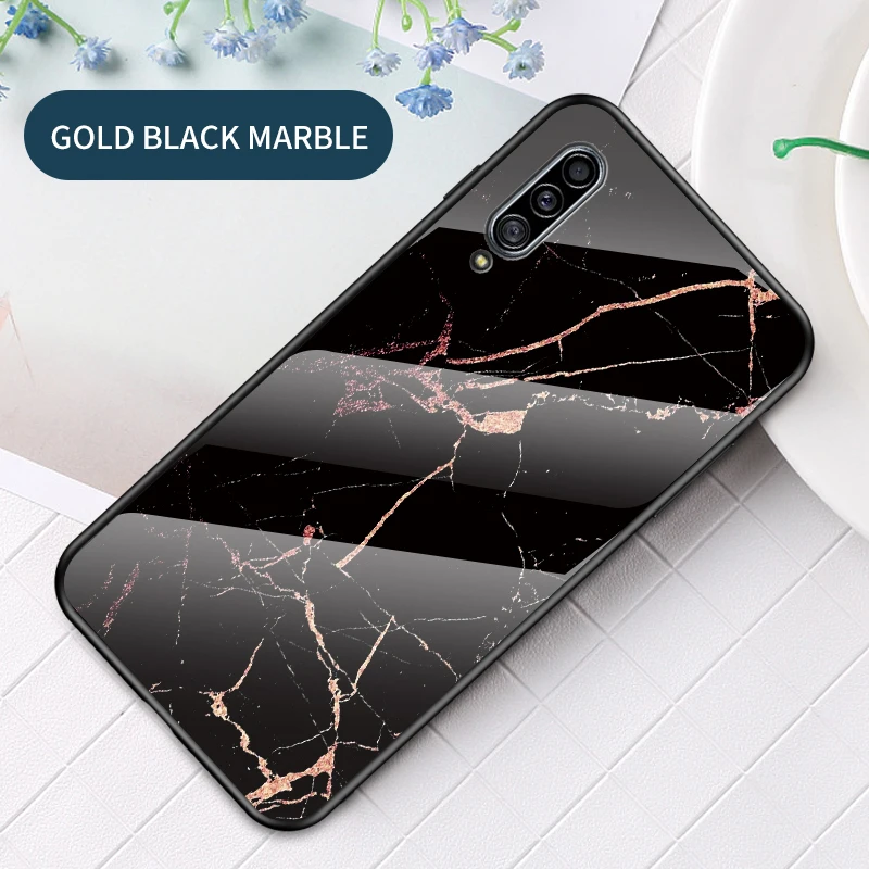 Golden Silk Black Закаленное Стекло чехол для samsung Galaxy A90 A80 A70 A60 A50 A40 A30 A20 A10 M40 M30 M20 M10 AM-M105 чехол градиент Защитный чехол - Цвет: Golden Silk Black