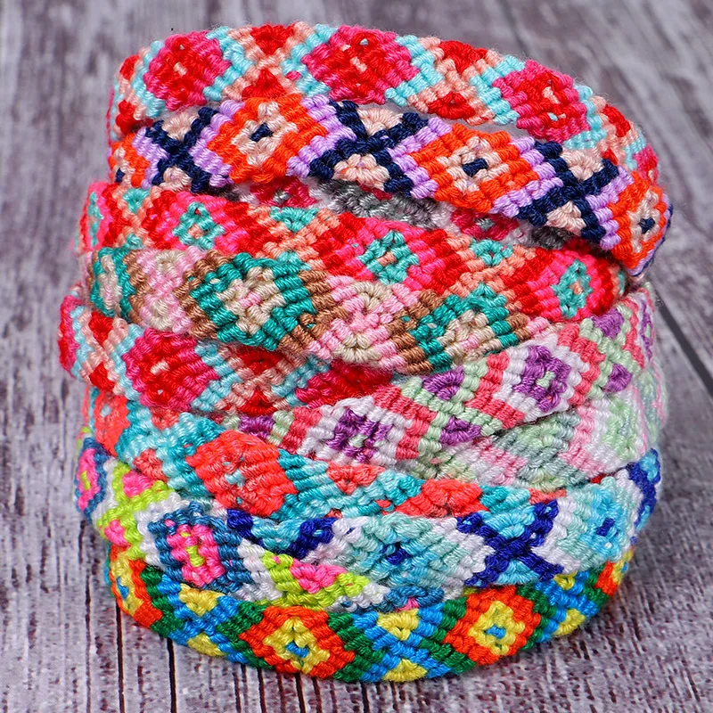 Boho сглаза X Крест четыре призматические тканый браслет дружбы для женщин и мужчин богемная Мода Вышивка шнур ручной узел ювелирные изделия подарок