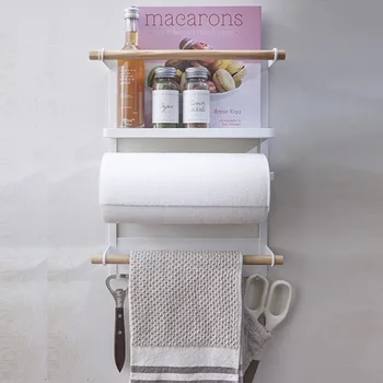 

Kitchen Rack Fridge Magnetic Organizer Refrigerator Shelf With Magnet Sidewall Shelf Storage Rack Paper Towel Holder ZL469