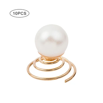 Günstige 10 Teile/paket Einfache Fünf-stern Frühling Haar Clip Perle Spirale Clip Braut Haar Clip Haarnadel Barrettes