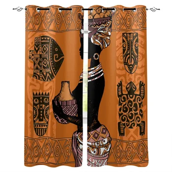 

African Woman Silhouette Culture Curtains for Windows Drapes Blinds Custom Printing Curtain For Living Room Bedroom Home Decor