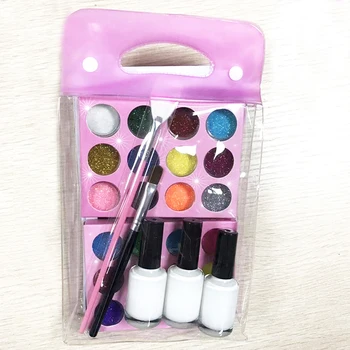 

Temporary Tattoo Kit Stencils 24 Glitters Powder Glue Brushes Set W/ Stencils Pattern Body Body Painting Art Decorative Tool