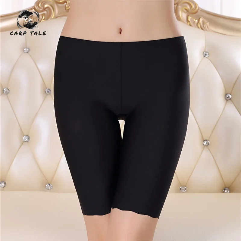 

Safety Pants Women's Summer Cool Comfortable Pants No Traces Five-Piece Leggings Flat Shorts Ice Silk Thin Black White Panties