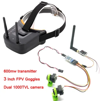 Doppia videocamera a 3 canali CMOS 1000TVL fotocamera fpv con doppia antenna 5.8G 40CH Occhiali FPV da 3 pollici Occhiali video Cuffie HD