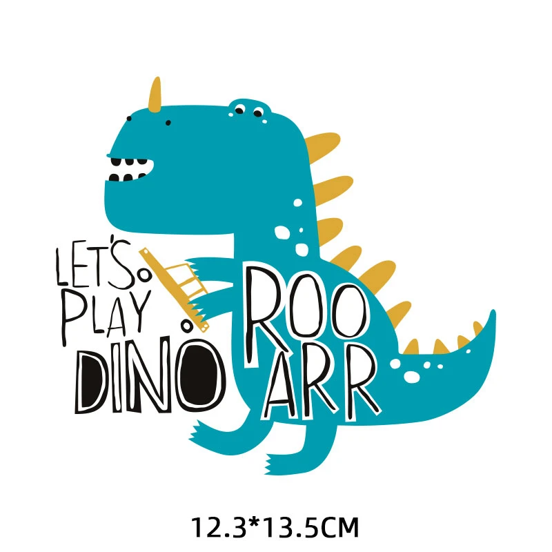 1318-4 Jurassic меловой динозавр железные нашивки на одежду для детей DIY Аппликация теплопередача Виниловые буквы животных патч стикер F - Цвет: 1318-4