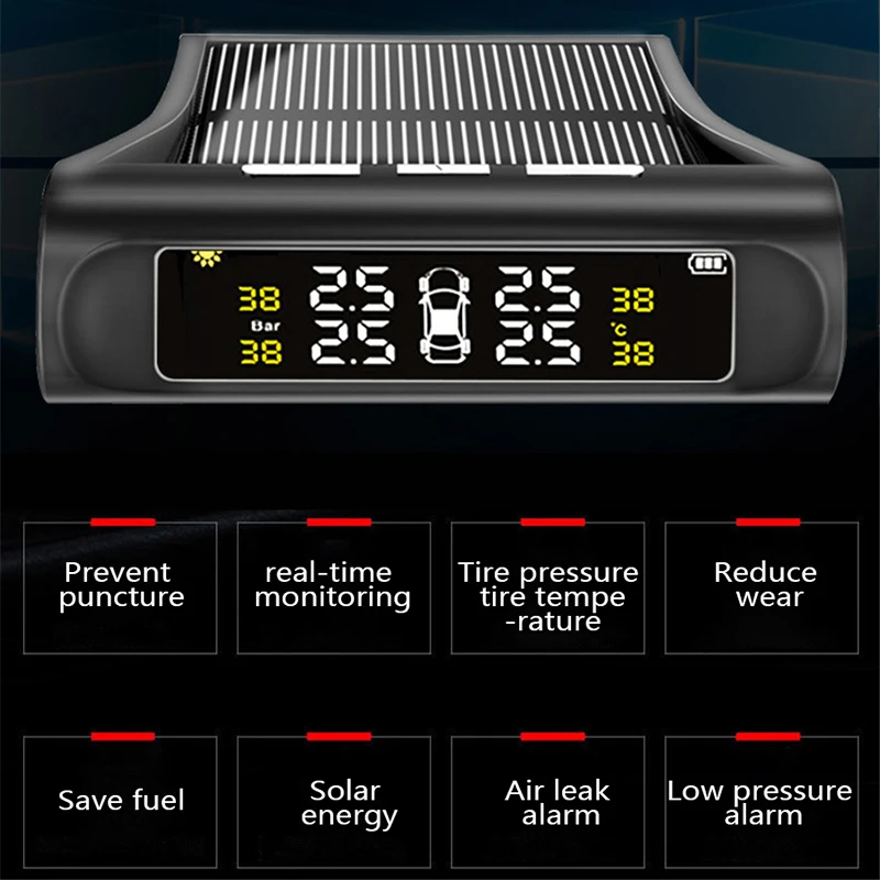 Беспроводной солнечный Встроенный монитор давления в шинах Авто TPMS Датчик давления в шинах Sercuity датчик сигнализации английская посылка P0248