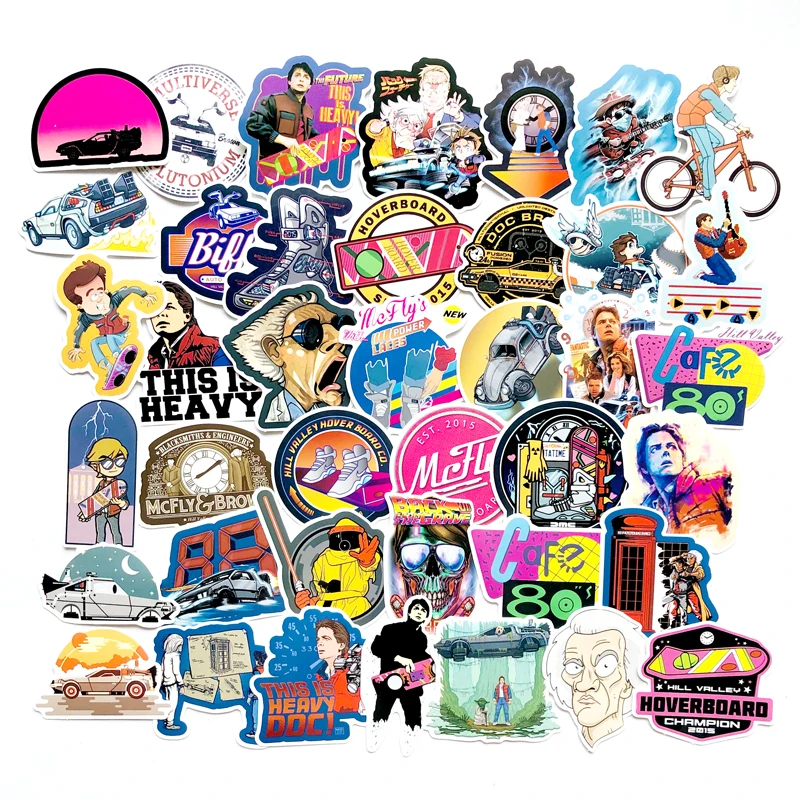 

57Pcs Classic Movie Back To The Future Stickers For Luggage Laptop Art Painting DIY Poster Stickers Waterproof Skateboard Toys