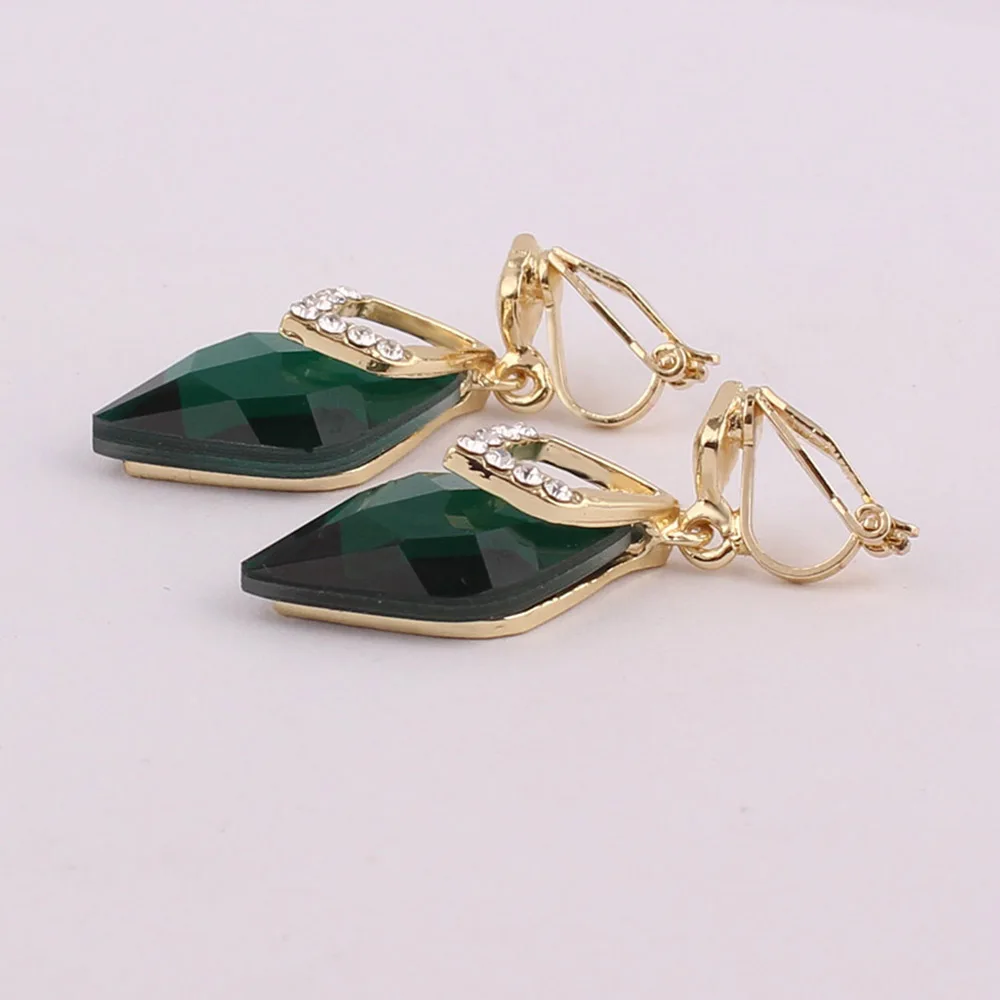 Clip Earrings 7 Colors Rhinestone Crystal Tear Drop Shape Clip on Earrings No Pierced for Women Wedding Luxury No Hole