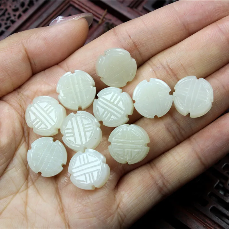 

Natural hetian jade buddha beads temperament DIY real jade pendant earring jade accessories septa scattered beads for women