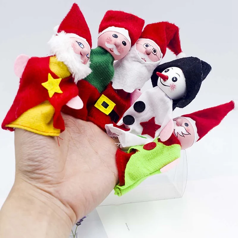 1 шт. перчатка Кукла Плюшевая пальчиковая Рождественская Детская ткань Рождественская кукла на палец Дерево Санта Клаус кукла на палец для рождественского подарка