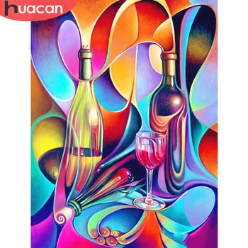 

HUACAN 5D Diamond Painting Full Square Wine Bottle Round Embroidery Landscape New Arrival Mosaic Home Decorations