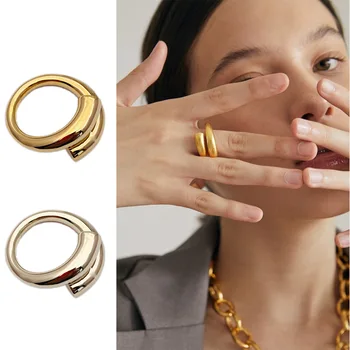 

Brass tube gold ring adjustable for women gold chunky thick ring simple elegant fashion ins 2020