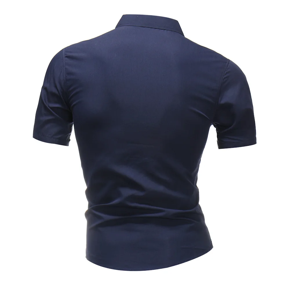 

Hot Sales Men Embroidered Line Short Sleeve Solid Color Shirt Special Offer Amount of Running-Da62
