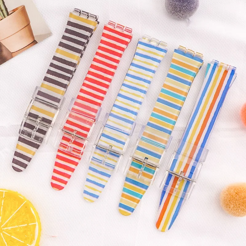 Cinturino Fiore Stampato Trasparente Per Orologio Swatch Cinturino In Silicone 17Mm 19Mm 20Mm Per Accessori Orologio Swatch Donna Uomo