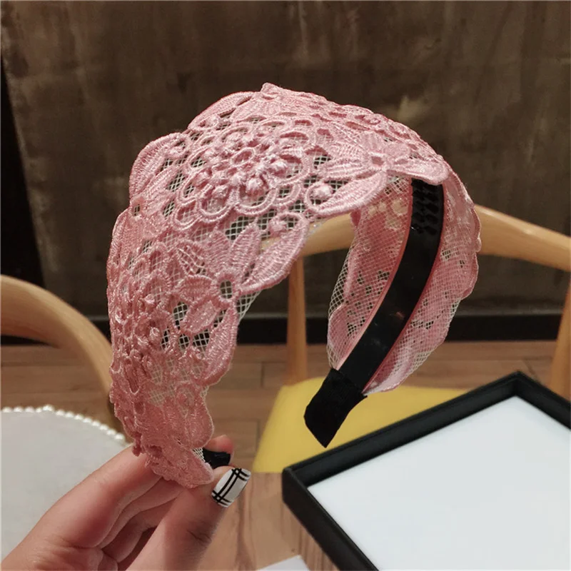Korea High Quality Yarn Weaving Lace Hair Accessories For Girls Band Bows Flower Hairband Crown Headbands Women |