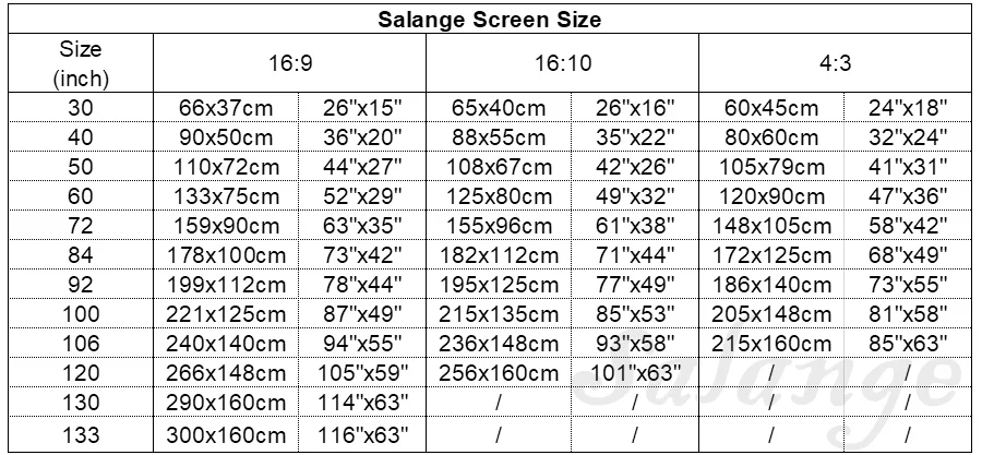 Salange Projector Screen 72 84 100 120 inch 16:9 High Brightness Reflective Meta Home Outdoor Office Portable Projection Screens