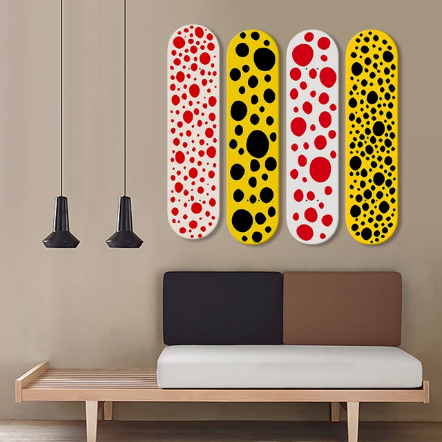 Dekoratív Táblák Fa Panelek Yayoi Kusama Gördeszkás Korcsolyapark Falfestmény Bár Klub Férfiak Barlang Otthoni Dekoráció - Image 4