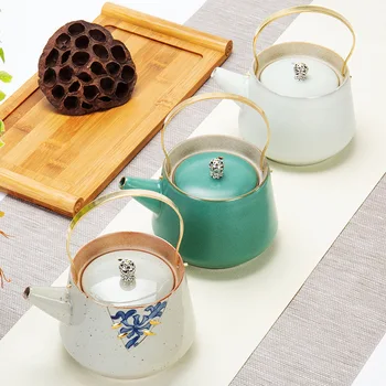 

Ceramic Loop-handled Teapot Household Japanese Style Retro Tea Making Device Tea Pot Kettle Tea Pot Tea Carafe Stovetop Kettle