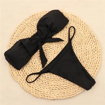 

bikinis 2019 mujer Women Padded Push-up Bra Bikini Set Lace UP Swimsuit Low Waist Bathing Suit Swim monokini swimming suit mayo