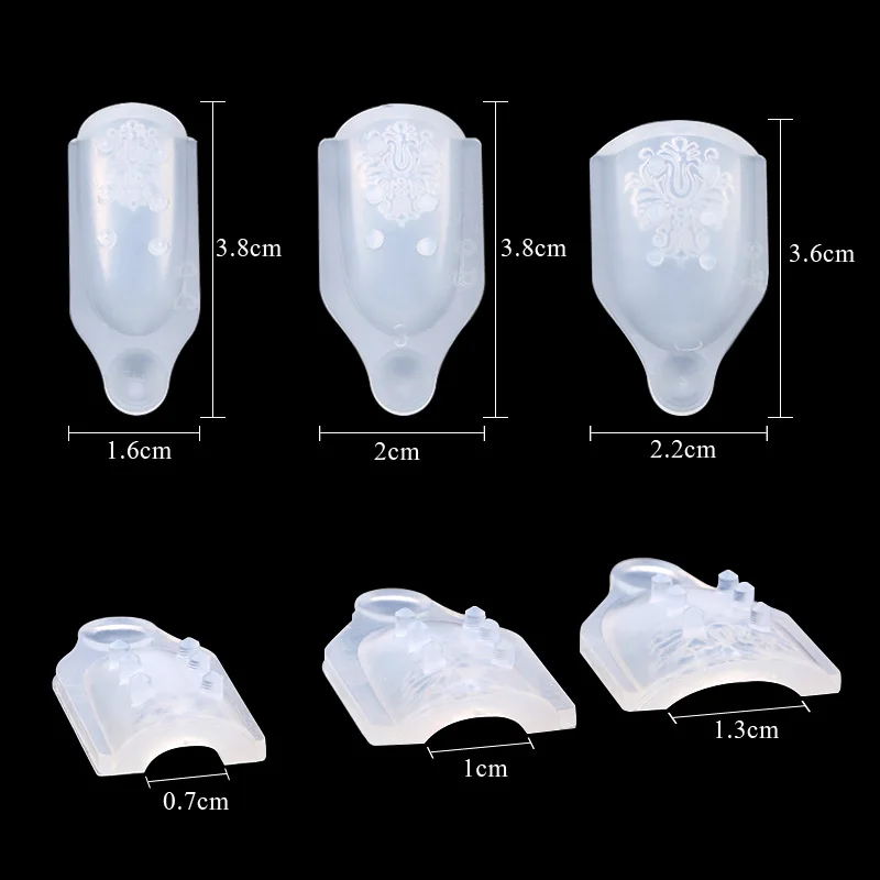 3 Stks/set Nail Siliconen Carving Mold Diy Nail Art Decoratie 3D Uv Gel Zachte Decoraties Manicure Toolsacrylic Clip Voor